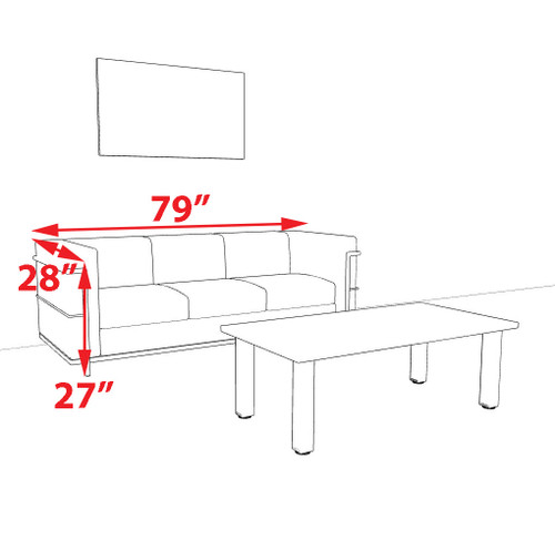 1pcs 3 Person Modern Office LeatherSoft SOFA Set, #UF-REG-SW1-C