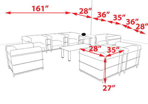 7pcs 7 Person Modern Office LeatherSoft CHAIR Set, #UF-REG-CF6-C