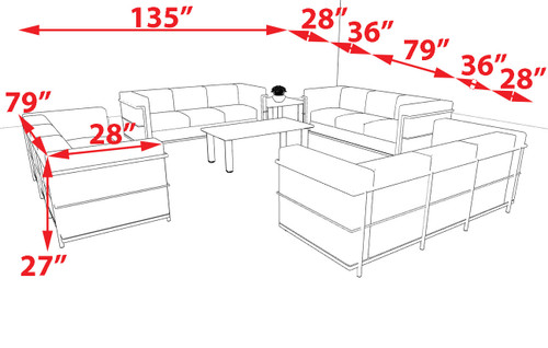 4pcs 12 Person Modern Office LeatherSoft SOFA Set, #UF-REG-SF4-C