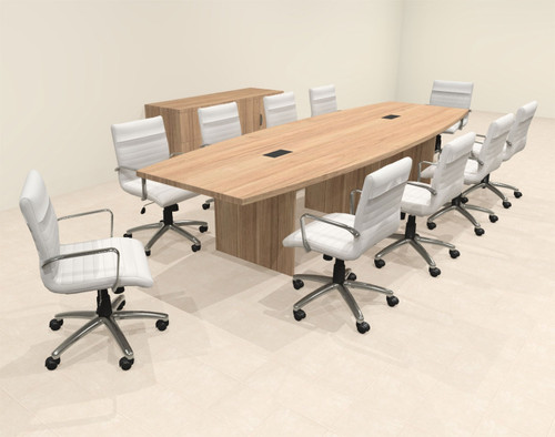 Modern Boat Shaped 12' Feet Conference Table, #OF-CON-C156