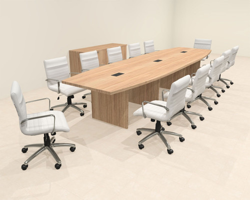 Modern Boat Shaped 14' Feet Conference Table, #OF-CON-C157