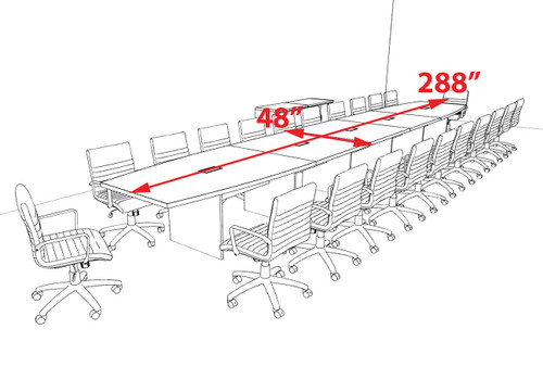 Modern Boat Shaped 24' Feet Conference Table, #OF-CON-C162