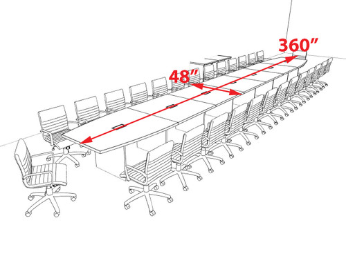 Modern Boat Shaped 30' Feet Conference Table, #OF-CON-C165