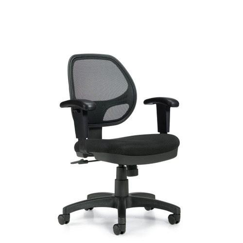 Mid Mesh Back Black Fabric Cushion Office Chair, #OT-004