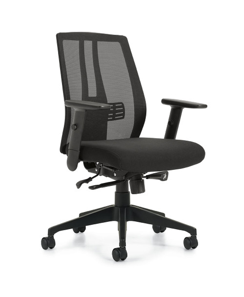 Hi Mesh Back Black Woven Fabric Cushion Office Chair, #OT-017