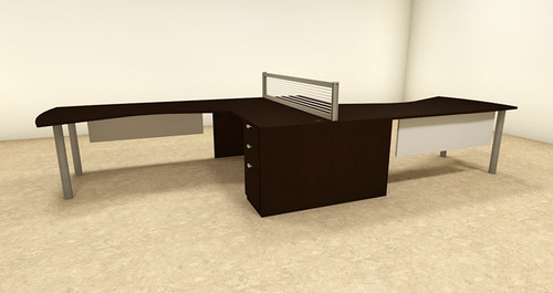 6pc L Shaped Modern Contemporary Executive Office Desk Set, #OF-CON-L10