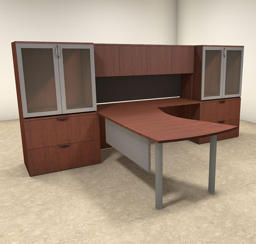 5pc L Shaped Modern Contemporary Executive Office Desk Set, #OF-CON-L2