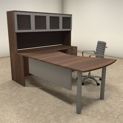 4pc L Shaped Modern Contemporary Executive Office Desk Set, #OF-CON-L24