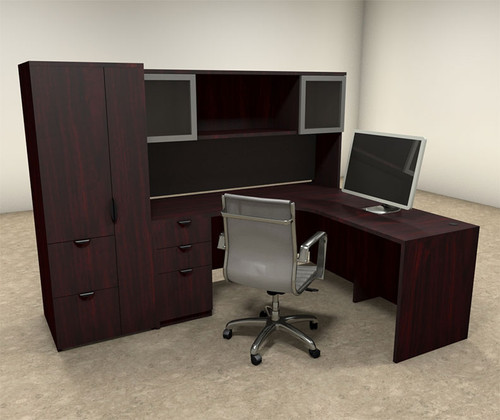 5pc L Shaped Modern Contemporary Executive Office Desk Set, #OF-CON-L28