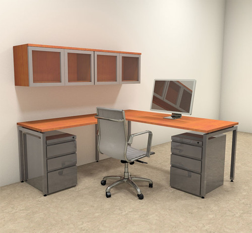 6pc L Shaped Modern Contemporary Executive Office Desk Set, #OF-CON-L31