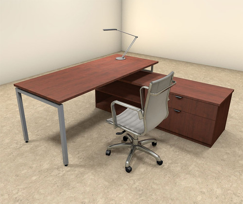 2pc L Shaped Modern Contemporary Executive Office Desk Set, #OF-CON-L47