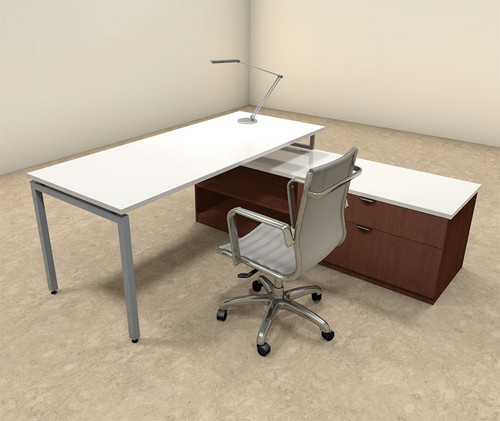 2pc L Shaped Modern Contemporary Executive Office Desk Set, #OF-CON-L52