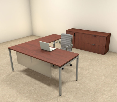 3pc L Shaped Modern Contemporary Executive Office Desk Set, #OF-CON-L67