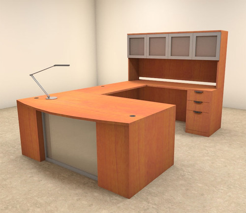 6pc U Shaped Modern Contemporary Executive Office Desk Set, #OF-CON-U56
