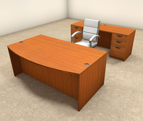 5pc Fan Front Modern Executive Office Desk Set, #OT-SUL-D1