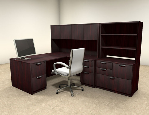 7pc L Shaped Modern Executive Office Desk, #OT-SUL-L15