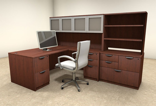 7pc L Shaped Modern Executive Office Desk, #OT-SUL-L34