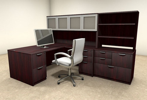 7pc L Shaped Modern Executive Office Desk, #OT-SUL-L35