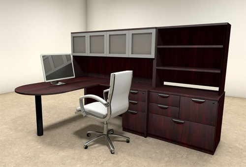 6pc L Shaped Modern Executive Office Desk, #OT-SUL-L47