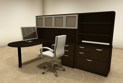 6pc L Shaped Modern Executive Office Desk, #OT-SUL-L48