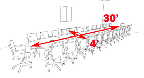 Modern Racetrack 30' Feet Conference Table, #OF-CON-C55