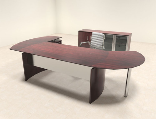 4pc Modern Contemporary L Shaped Executive Office Desk Set, #MT-MED-O11