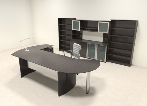7pc Modern Contemporary L Shaped Executive Office Desk Set, #MT-MED-O21