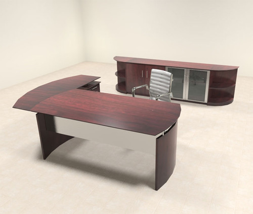5pc Modern Contemporary L Shaped Executive Office Desk Set, #MT-MED-O32