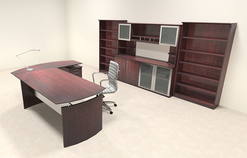 6pc Modern Contemporary L Shaped Executive Office Desk Set, #MT-MED-O38