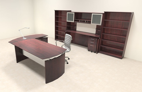 7pc Modern Contemporary L Shaped Executive Office Desk Set, #MT-MED-O44