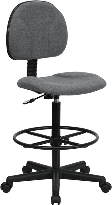 Gray Fabric Ergonomic Drafting Stool (Adjustable Range 26''-30.5''H or 22.5''-27''H) , #FF-0510-14