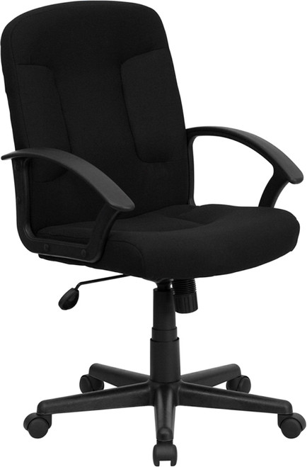 Mid-Back Black Fabric Executive Chair with Nylon Arms , #FF-0266-14