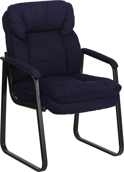 Navy Microfiber Executive Side Chair with Sled Base , #FF-0462-14