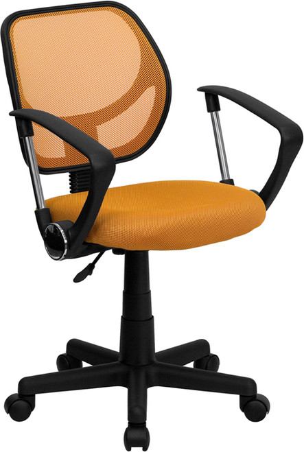 Mid-Back Orange Mesh Task Chair and Computer Chair with Arms , #FF-0046-14