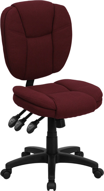 Mid-Back Burgundy Fabric Multi-Functional Ergonomic Task Chair , #FF-0338-14