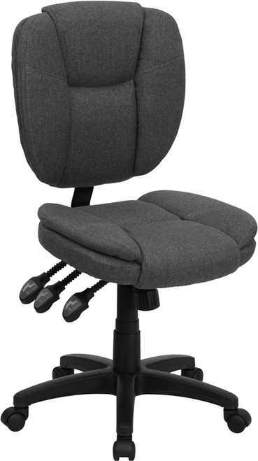 Mid-Back Gray Fabric Multi-Functional Ergonomic Task Chair , #FF-0340-14