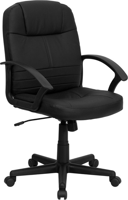 Mid-Back Black Leather Executive Swivel Office Chair , #FF-0186-14