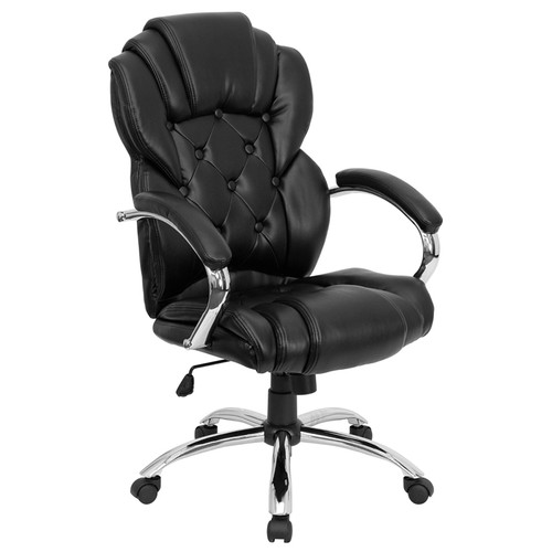 High Back Transitional Style Black Leather Executive Office Chair , #FF-0189-14