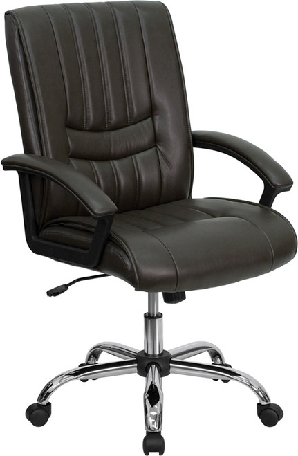 Mid-Back Espresso Brown Leather Manager's Chair , #FF-0213-14