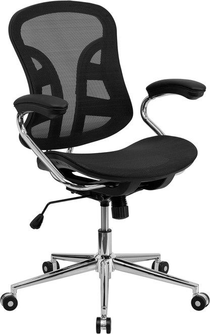 Mid-Back Black Mesh Computer Chair with Chrome Base , #FF-0005-14