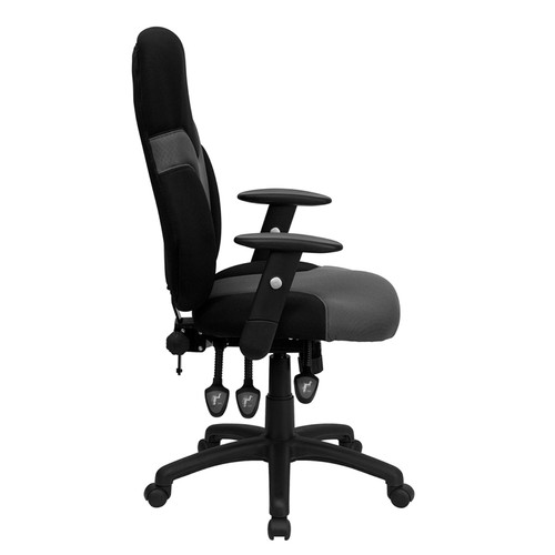High Back Ergonomic Black and Gray Mesh Task Chair with Adjustable Arms , #FF-0270-14