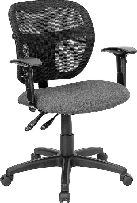 Mid-Back Mesh Task Chair with Gray Fabric Seat , #FF-0087-14