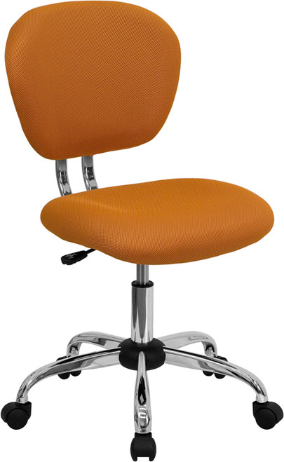 Mid-Back Orange Mesh Task Chair with Chrome Base , #FF-0102-14