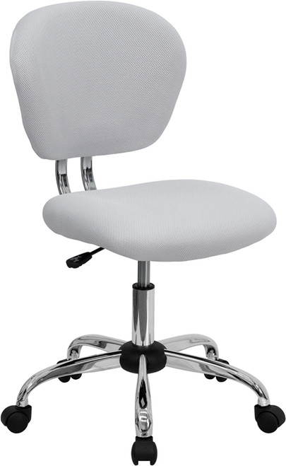 Mid-Back White Mesh Task Chair with Chrome Base , #FF-0134-14