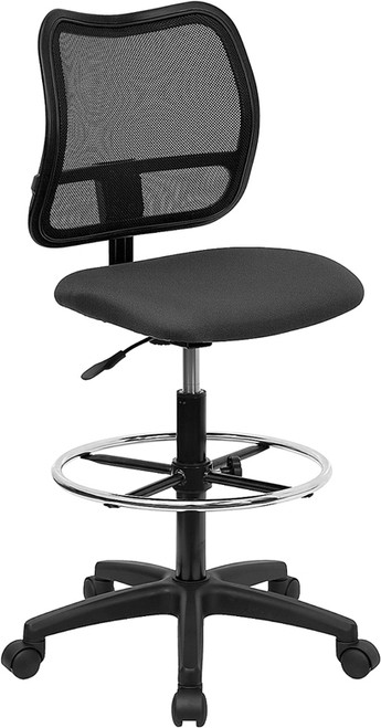Mid-Back Mesh Drafting Stool with Gray Fabric Seat , #FF-0523-14