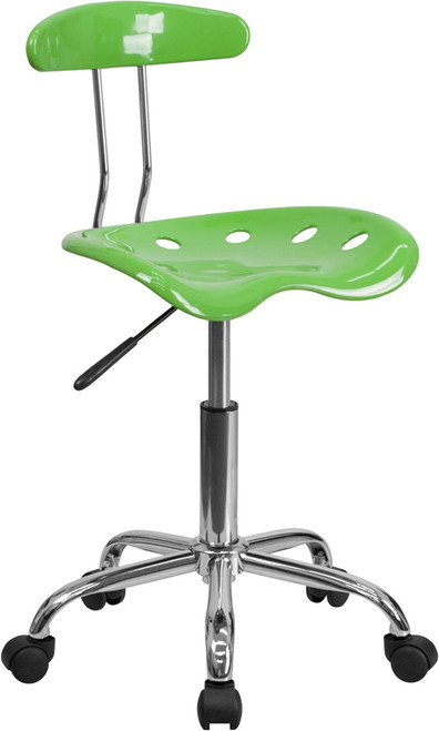 Vibrant Spicy Lime and Chrome Computer Task Chair with Tractor Seat , #FF-0409-14