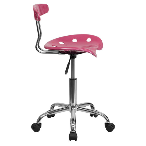 Vibrant Pink and Chrome Computer Task Chair with Tractor Seat , #FF-0419-14