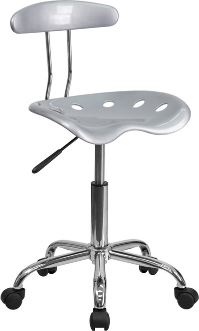 Vibrant Silver and Chrome Computer Task Chair with Tractor Seat , #FF-0423-14