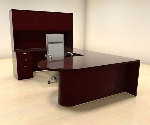 5pc U Shaped Modern Contemporary Executive Office Desk Set, #CH-JAD-U14