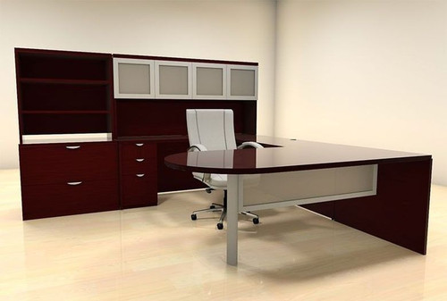 7pc U Shaped Modern Contemporary Executive Office Desk Set, #CH-JAD-U32